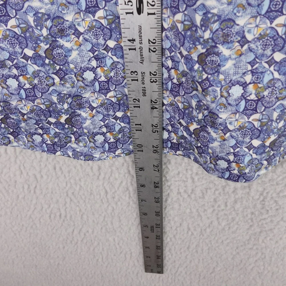 Robert Graham Modern Americana Men Blue Mosaic Tile Print SS Button Down Shirt M